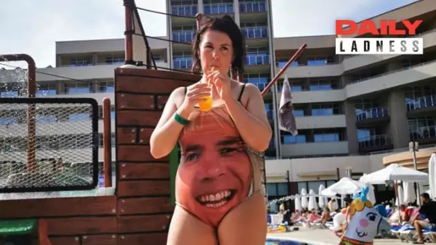 Dad Gets Daughter A Swimsuit With His Face On To Stop Men Looking At Her 