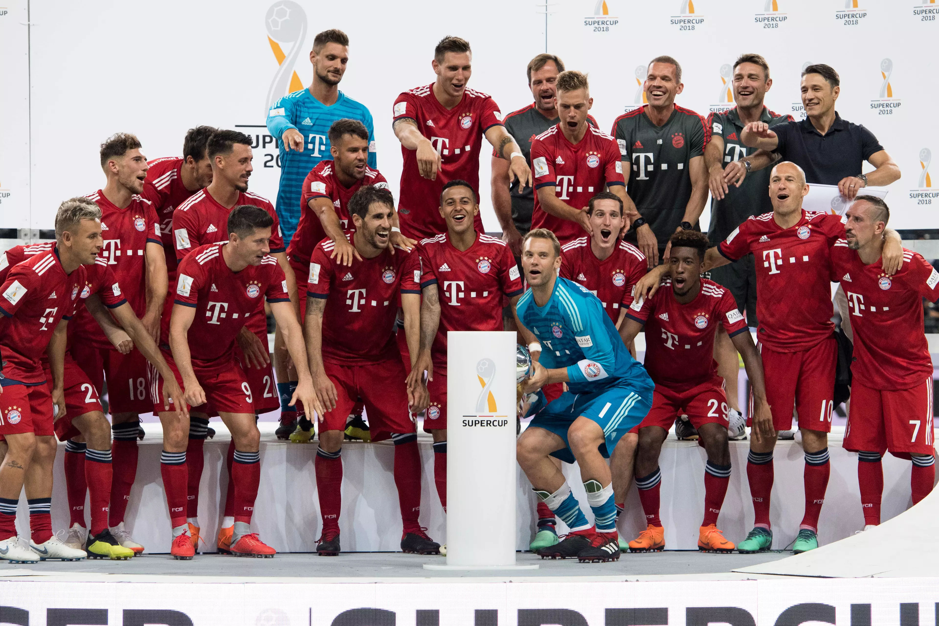 Bayern celebrate their cup win. Image: PA Images