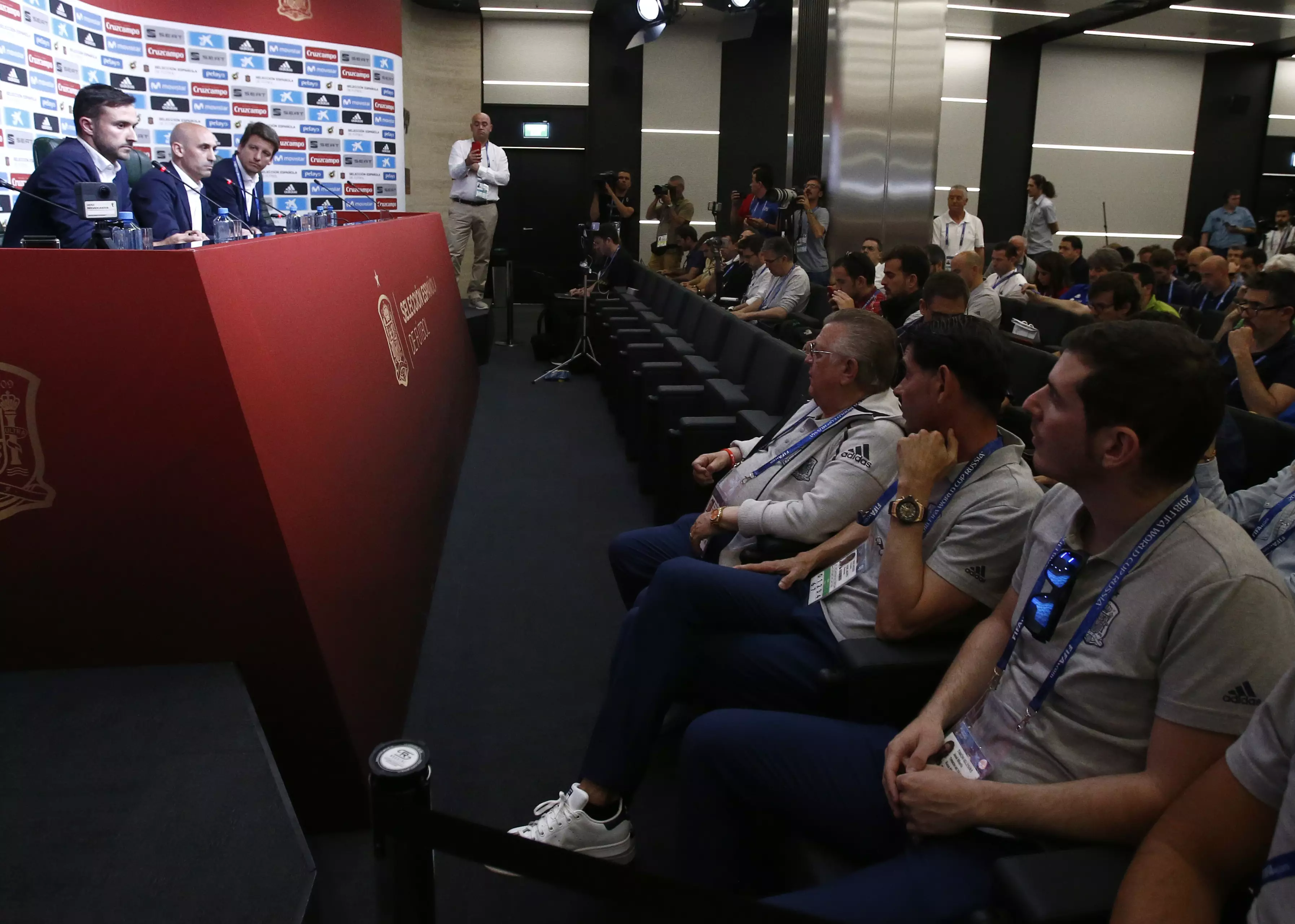 SFF president Luis Rubiales addresses the media during a press conference. Image: PA