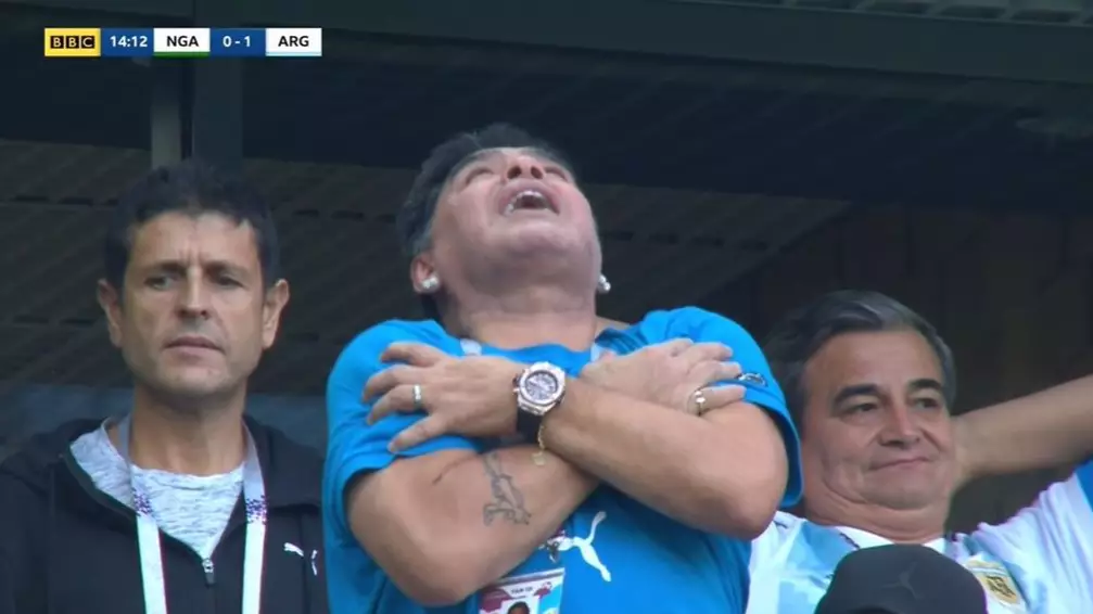 Diego Maradona Went Absolutely Wild From The Stands After Lionel Messi's Goal 