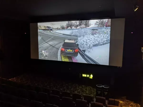 The gaming session in the cinema /
