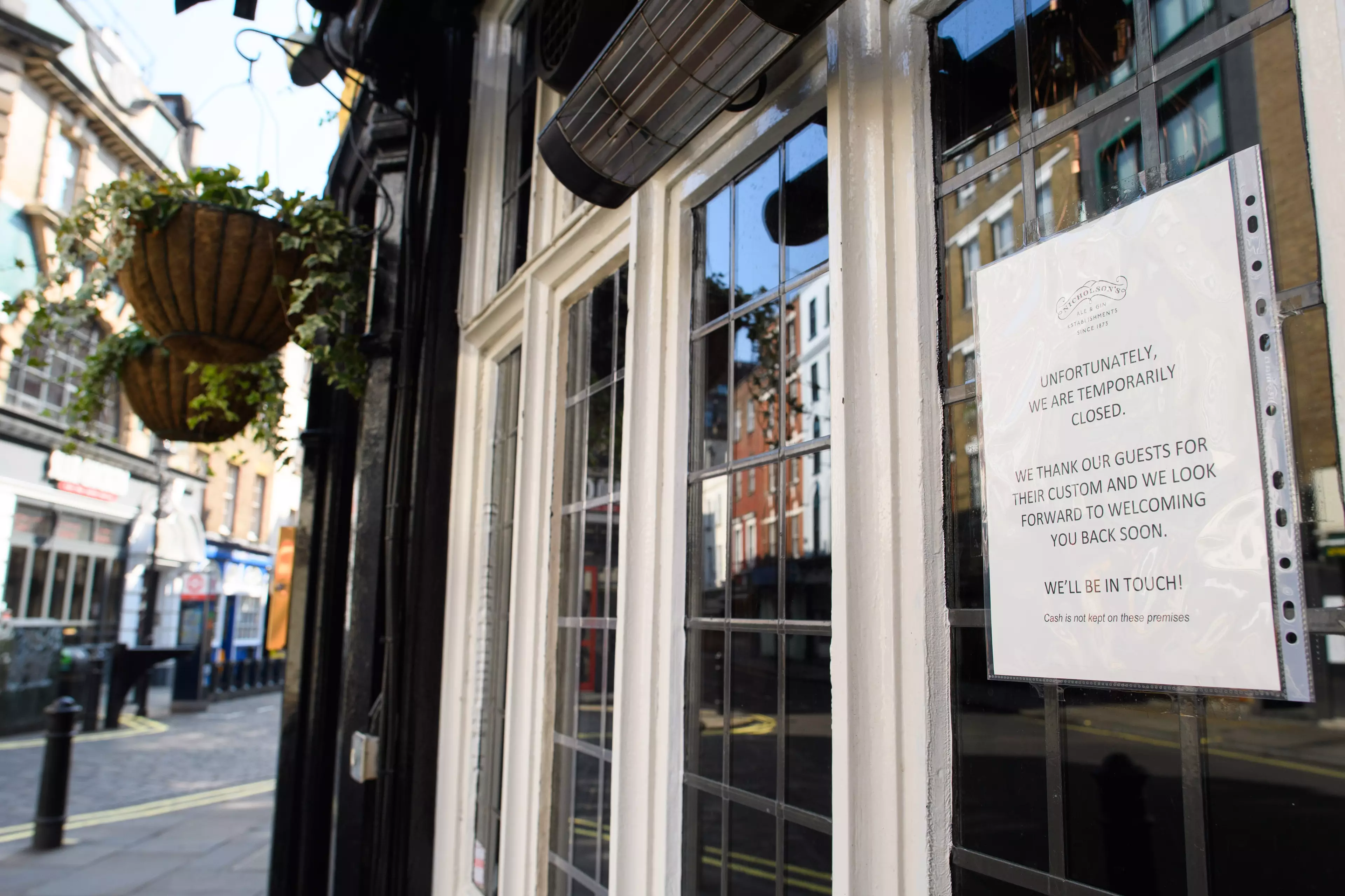 Pubs and bars were closed because of lockdown restrictions.