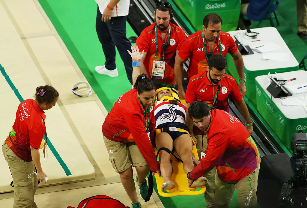 Gymnast Who Broke Leg Gets Dropped On Stretcher By Medical Staff