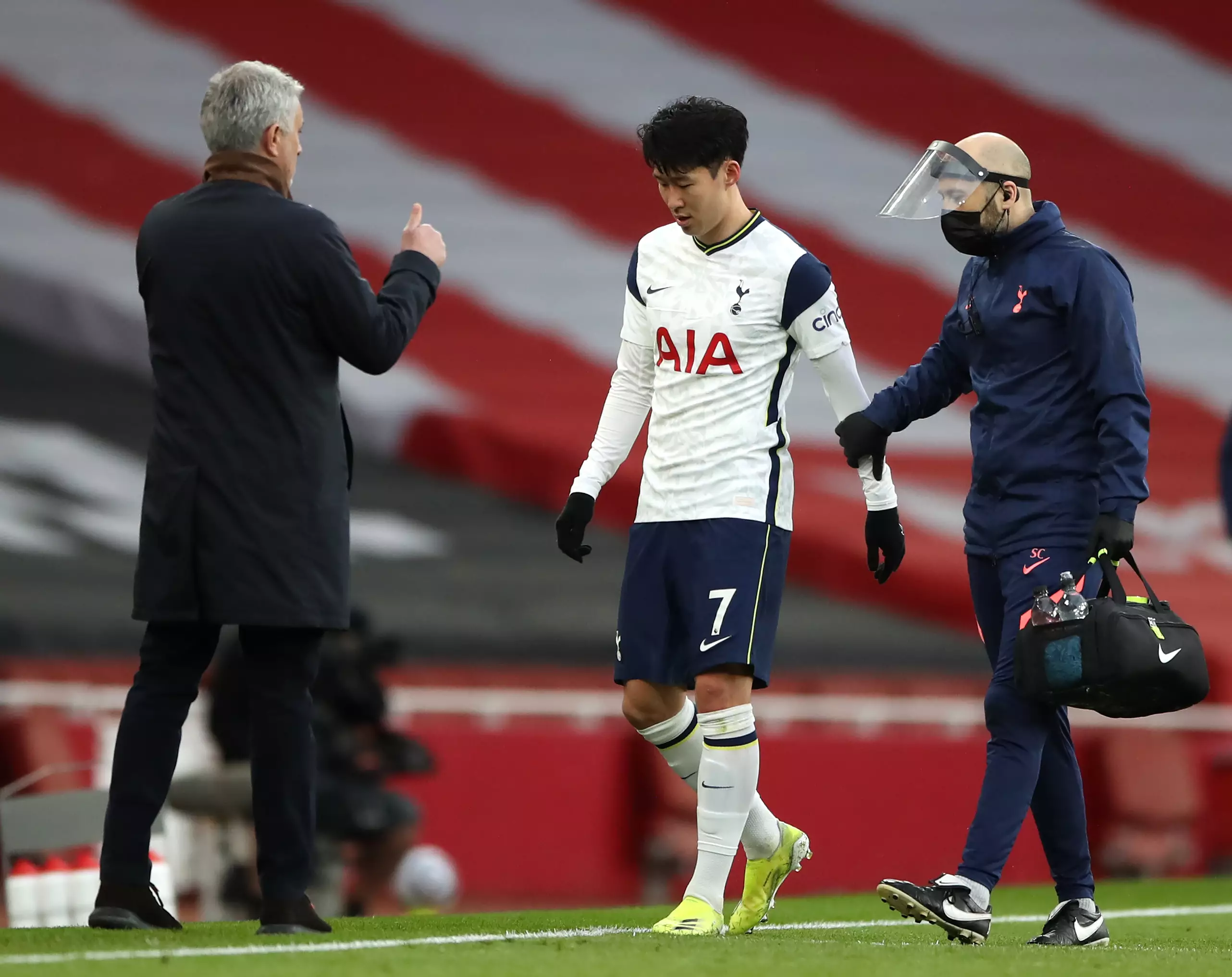 Son limps off injured. Image: PA Images