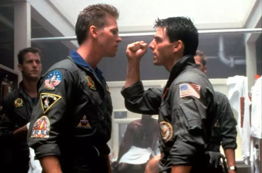 Tom Cruise and Val Kilmer in 'Top Gun'.