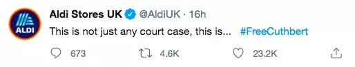 Aldi responded to the drama with this tweet (