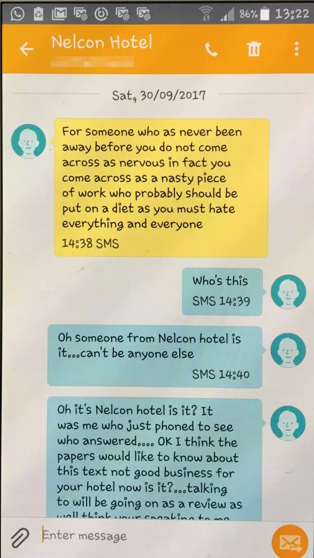 Hotel review text reply