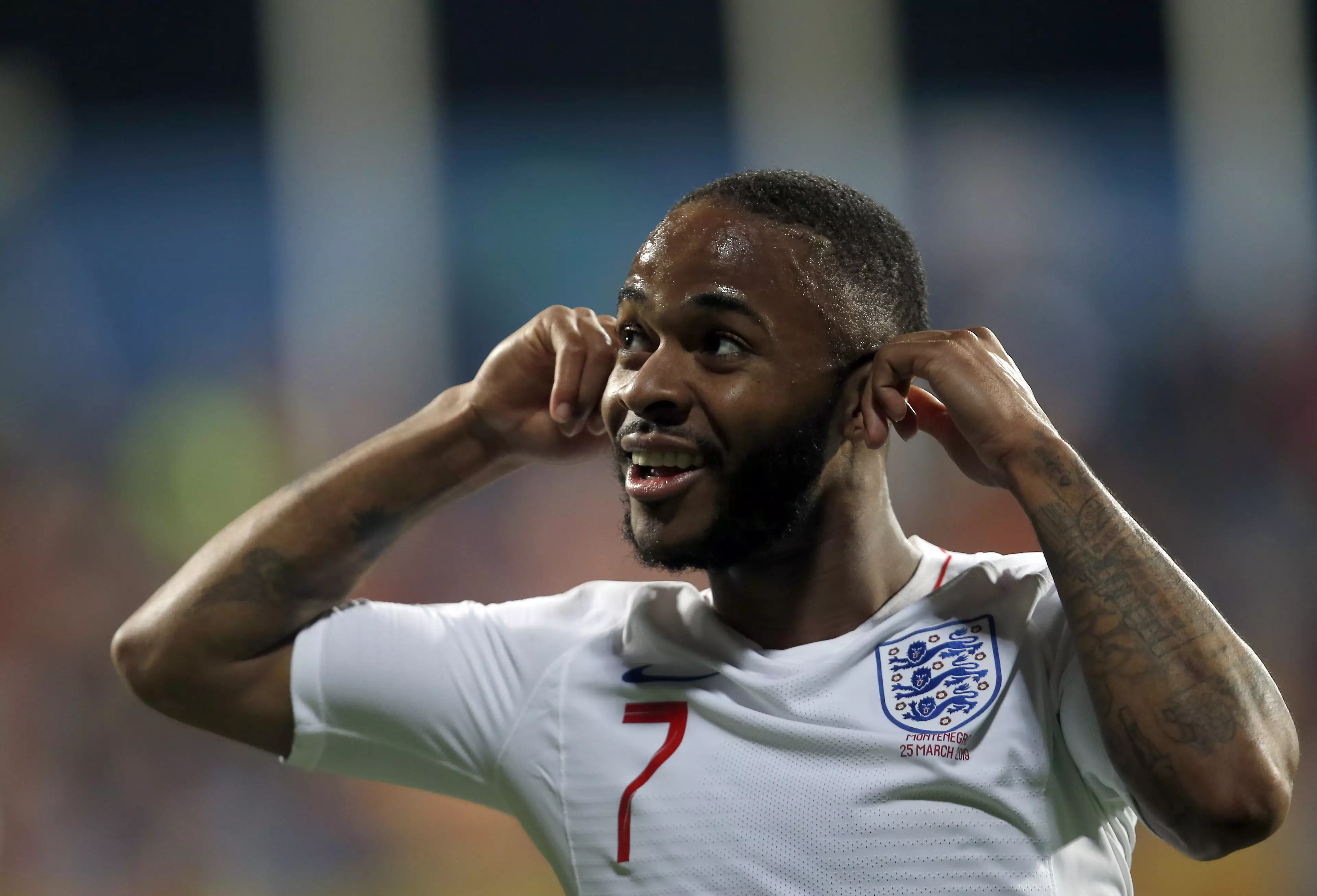 Sterling responds to racist abuse from Montenegro fans. Image: PA Images