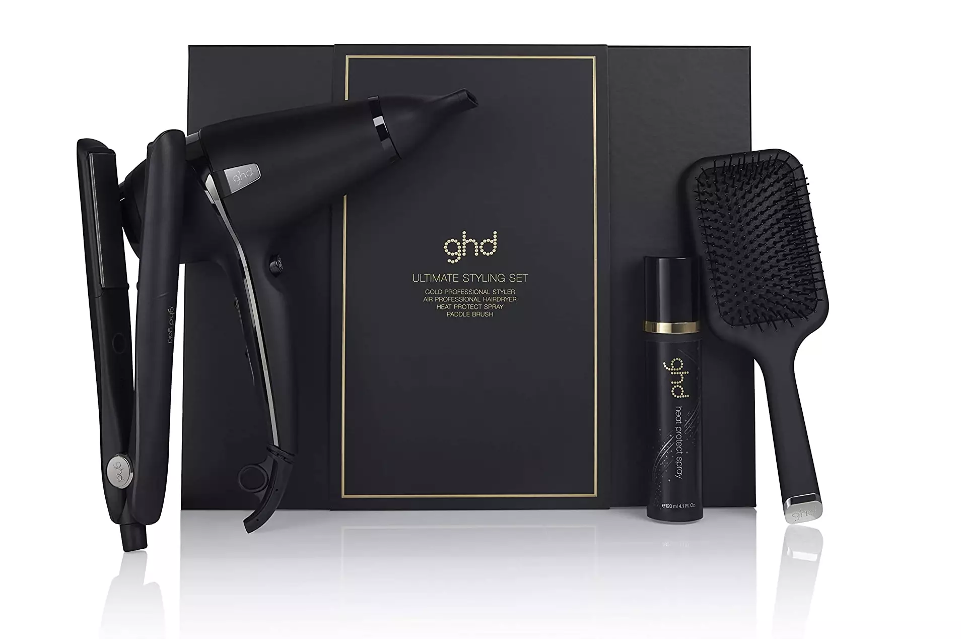 The ghd kit comes with straighteners and a hair dryer (