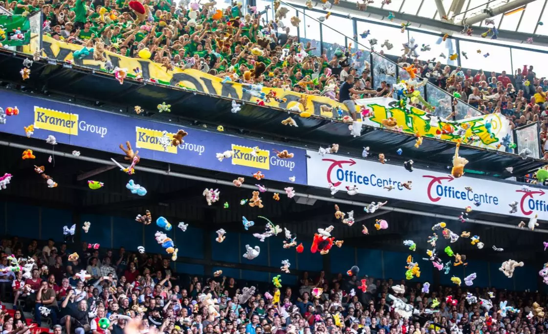 Ado Den Haag Fans Throw Cuddly Toys At Children From Local Hospital