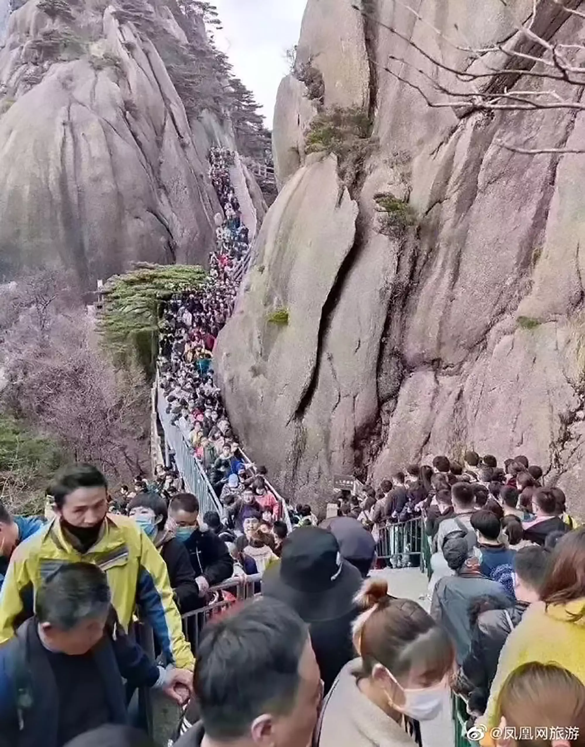 Huangshan National Park waived its £21 fee for Anhui residents, leading to massive queues.