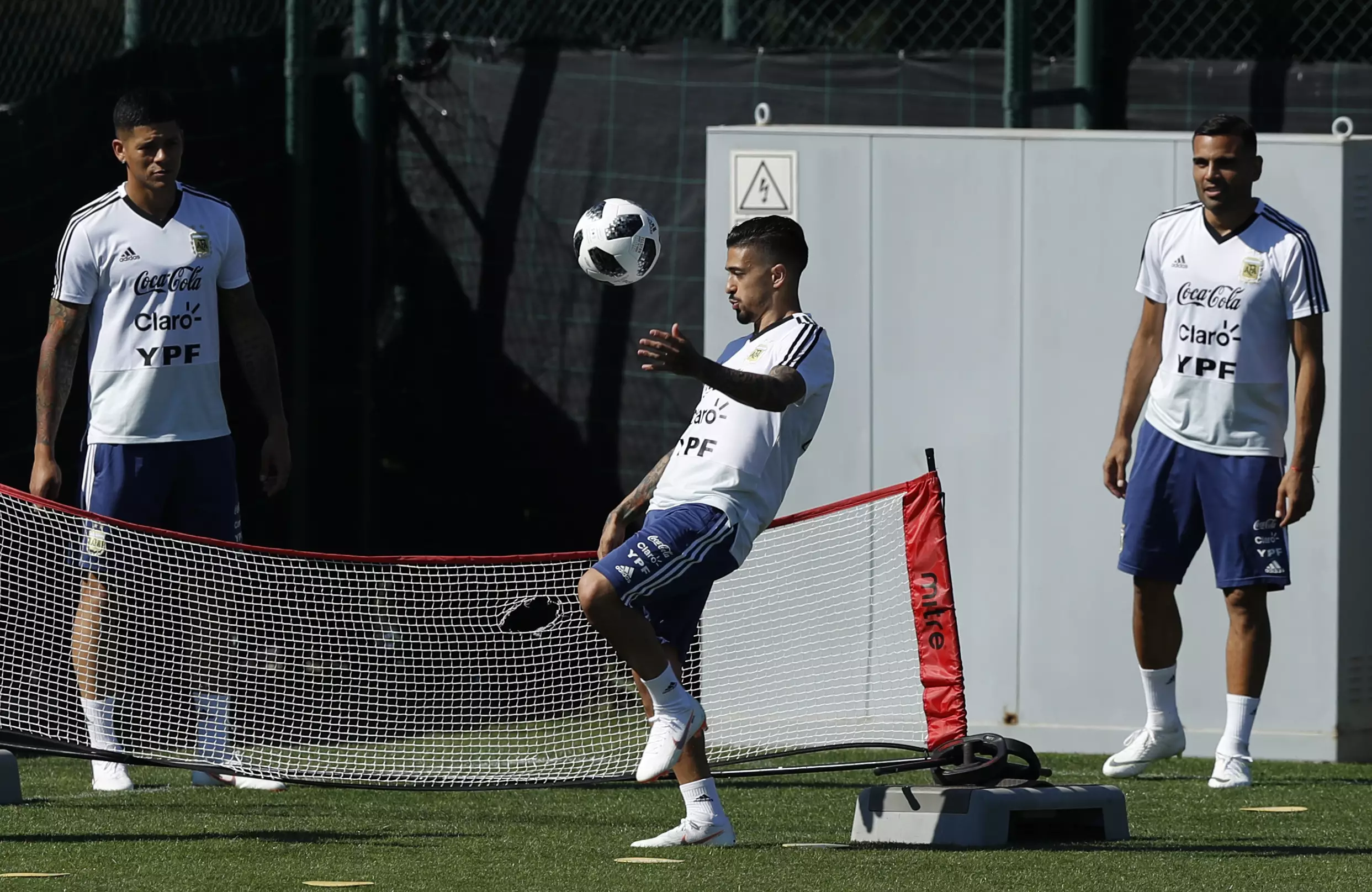 Lanzini training for Argentina. Image: PA