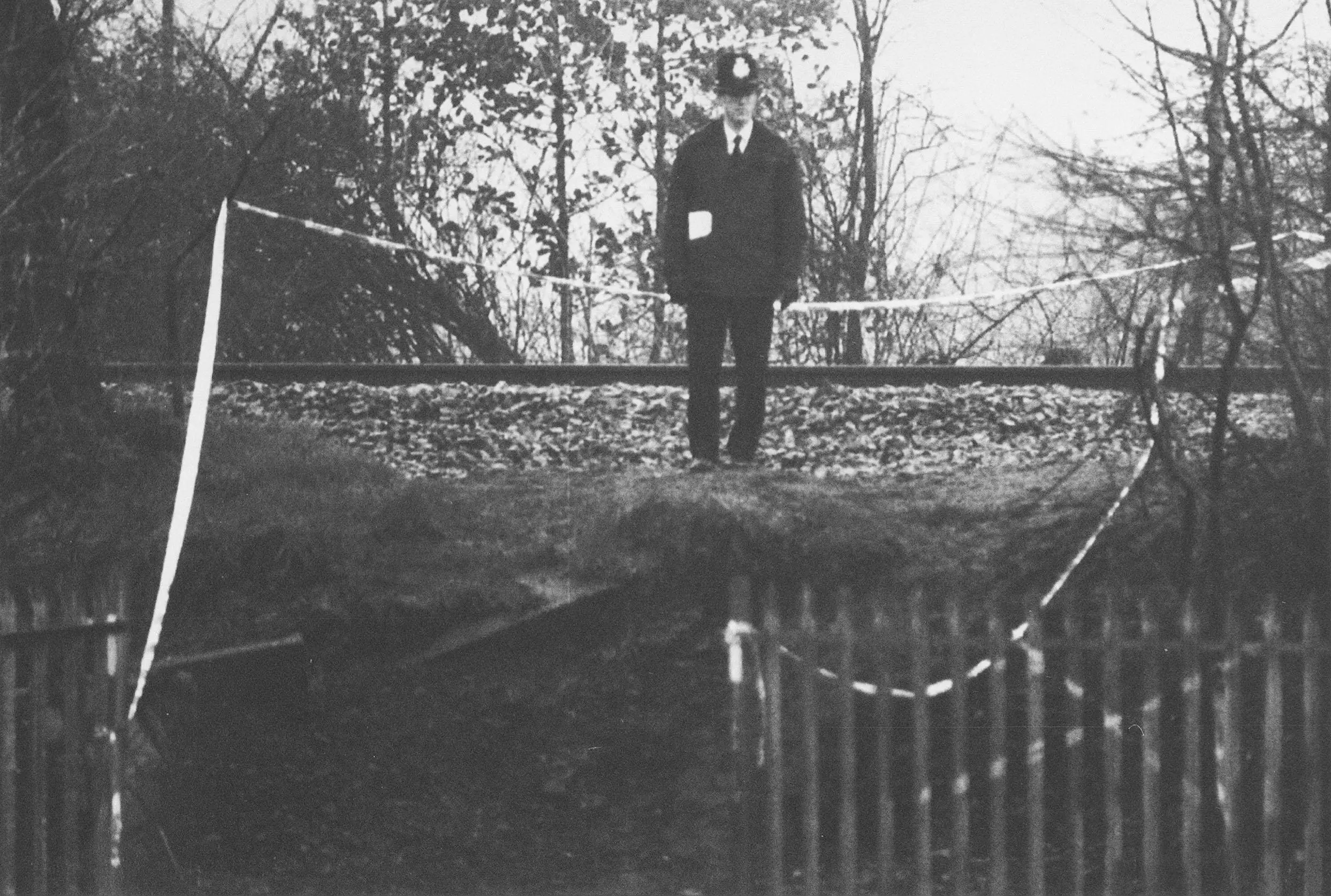 A policeman guards the site where James Bulger was found.