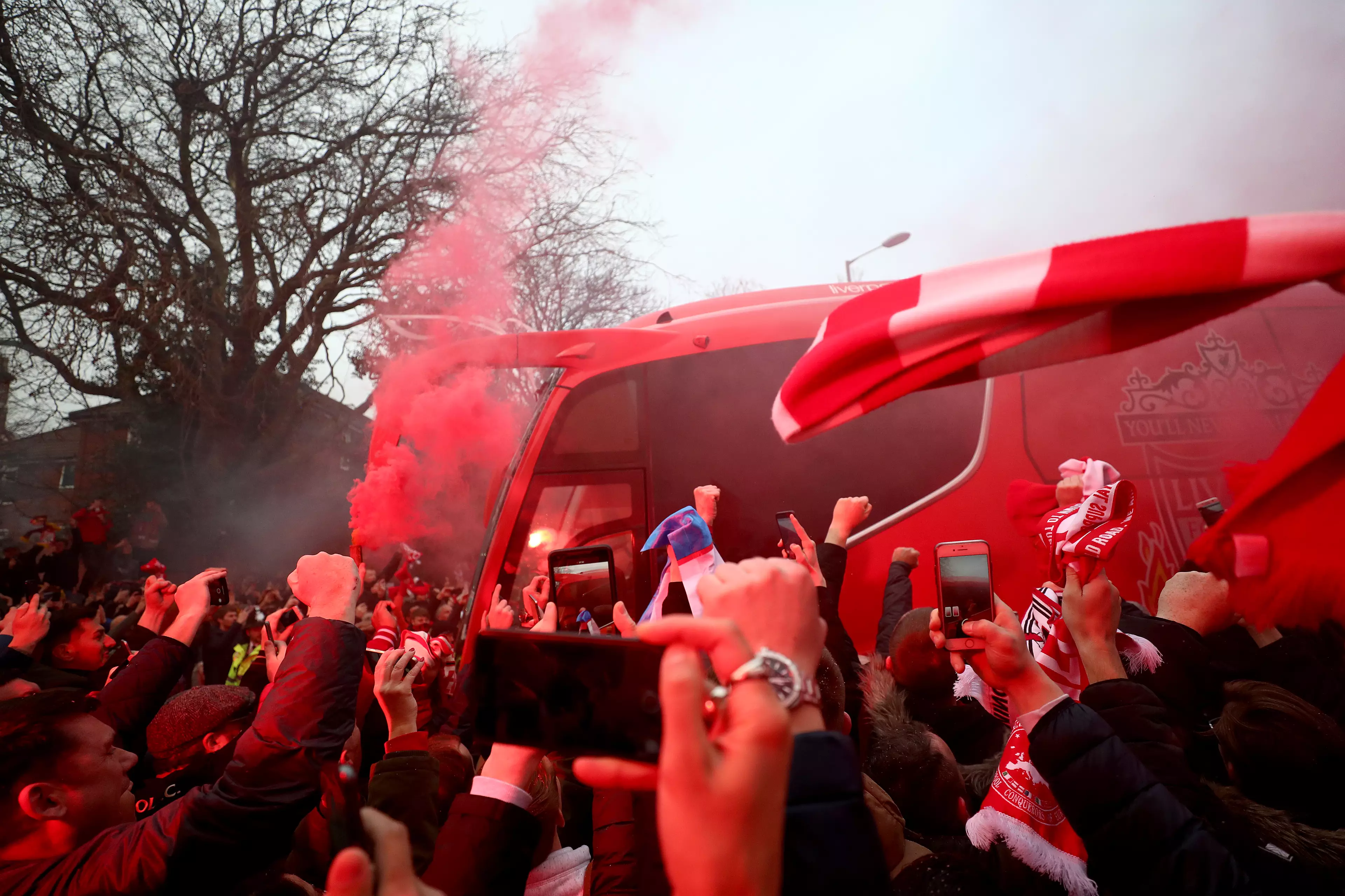 Scenes outside of Anfield in April. Image: PA Images