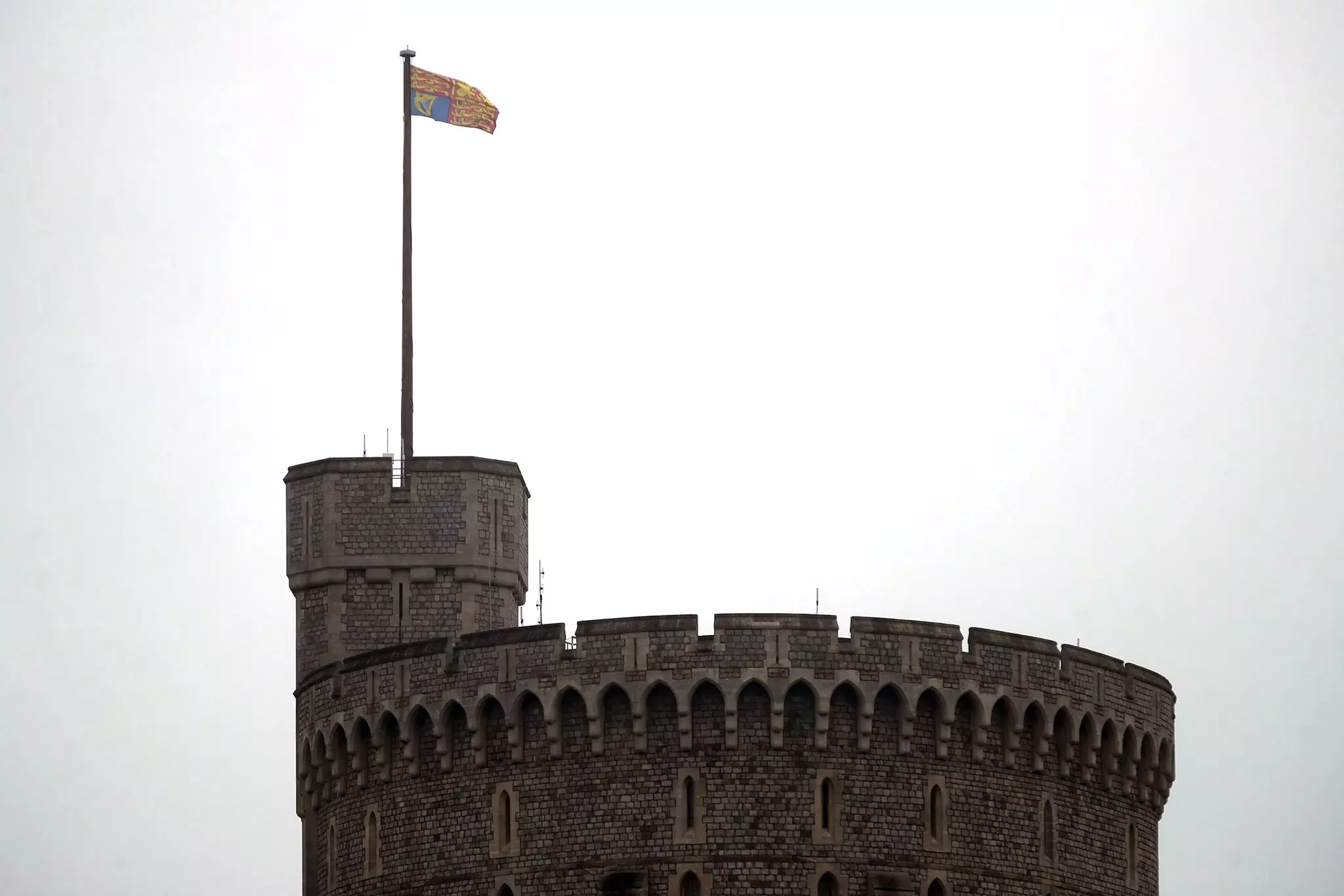The Royal Standard flag flying over Windsor Castle as Queen Elizabeth II arrives at Windsor Castle.