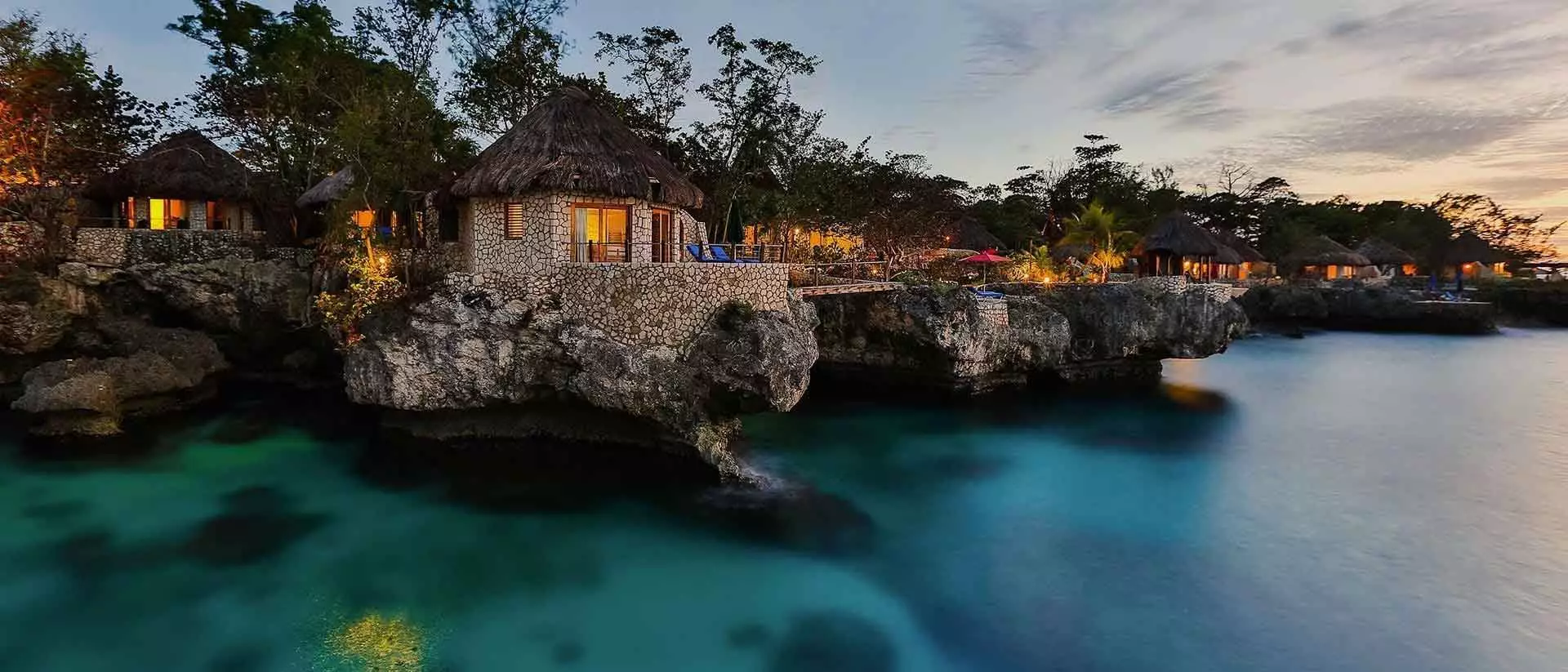 The 40-room boutique hotel spans a craggy stretch of rock above the azure waters of the Caribbean Sea (