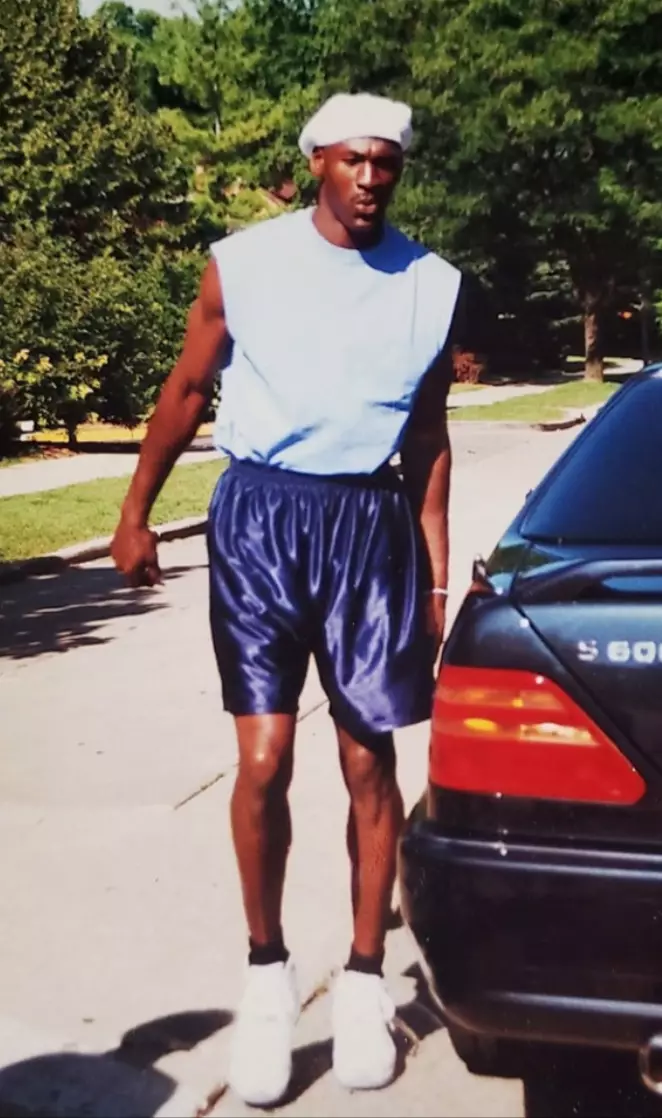 Jordan pictured with the car during The Last Dance documentary.