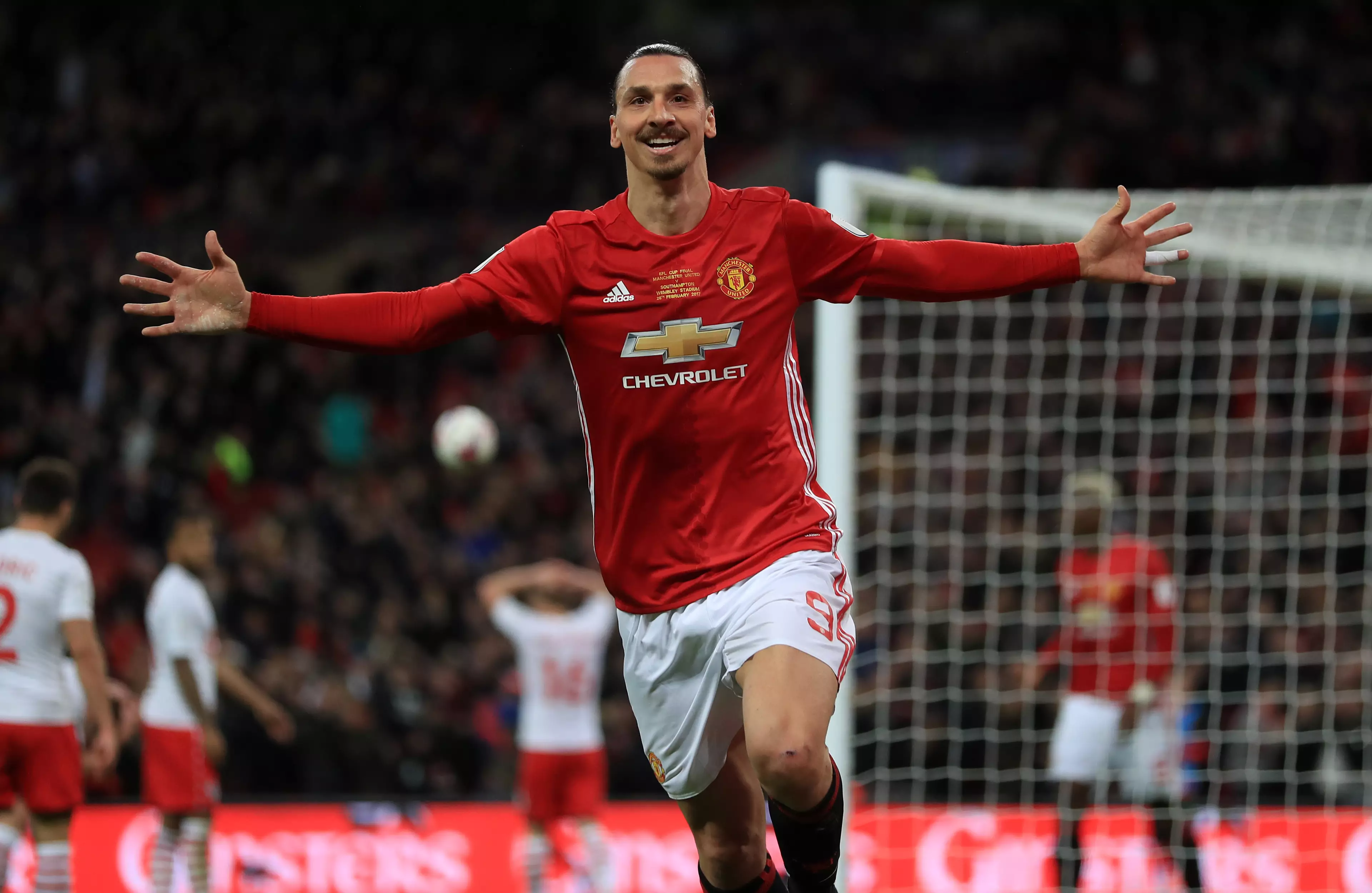 Ibrahimovic's first season saw him score a brace in the EFL Cup final. Image: PA Images