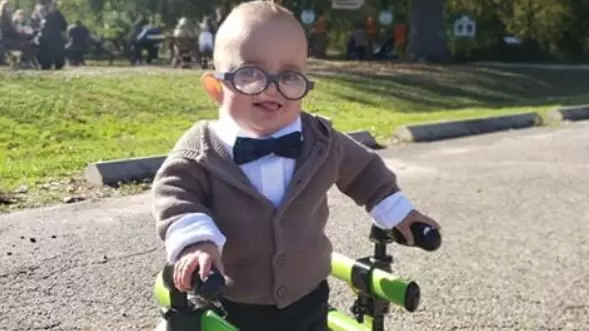 Adorable Boy With Cerebral Palsy Dresses As Carl From Up For Halloween 