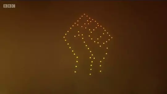 The fireworks display featured the Black Lives Matter fist symbol (