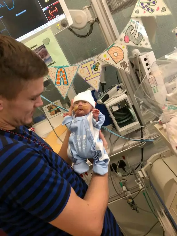 Kaiden weighed just 2lb 7oz when he was born and doctors weren't hopeful that he would survive.