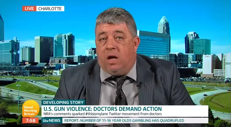National Rifle Association supporter Dan Roberts appears on Good Morning Britain.