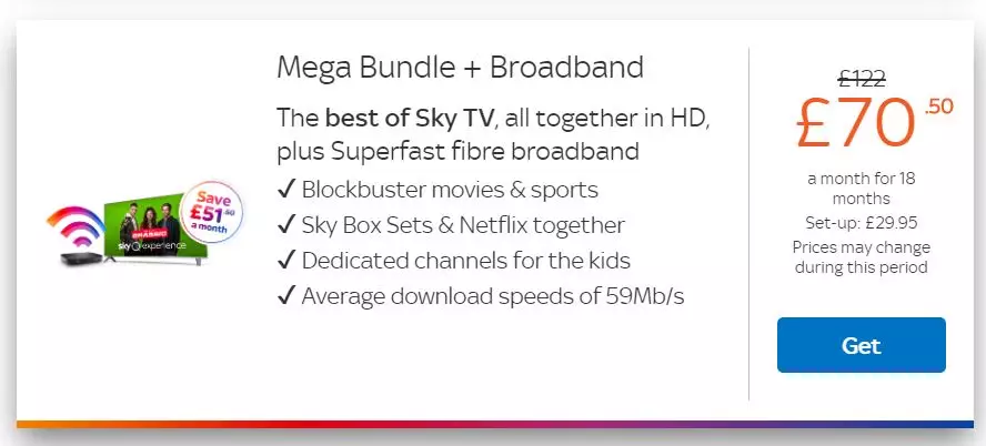 Sky's Mega Bundle with broadband.