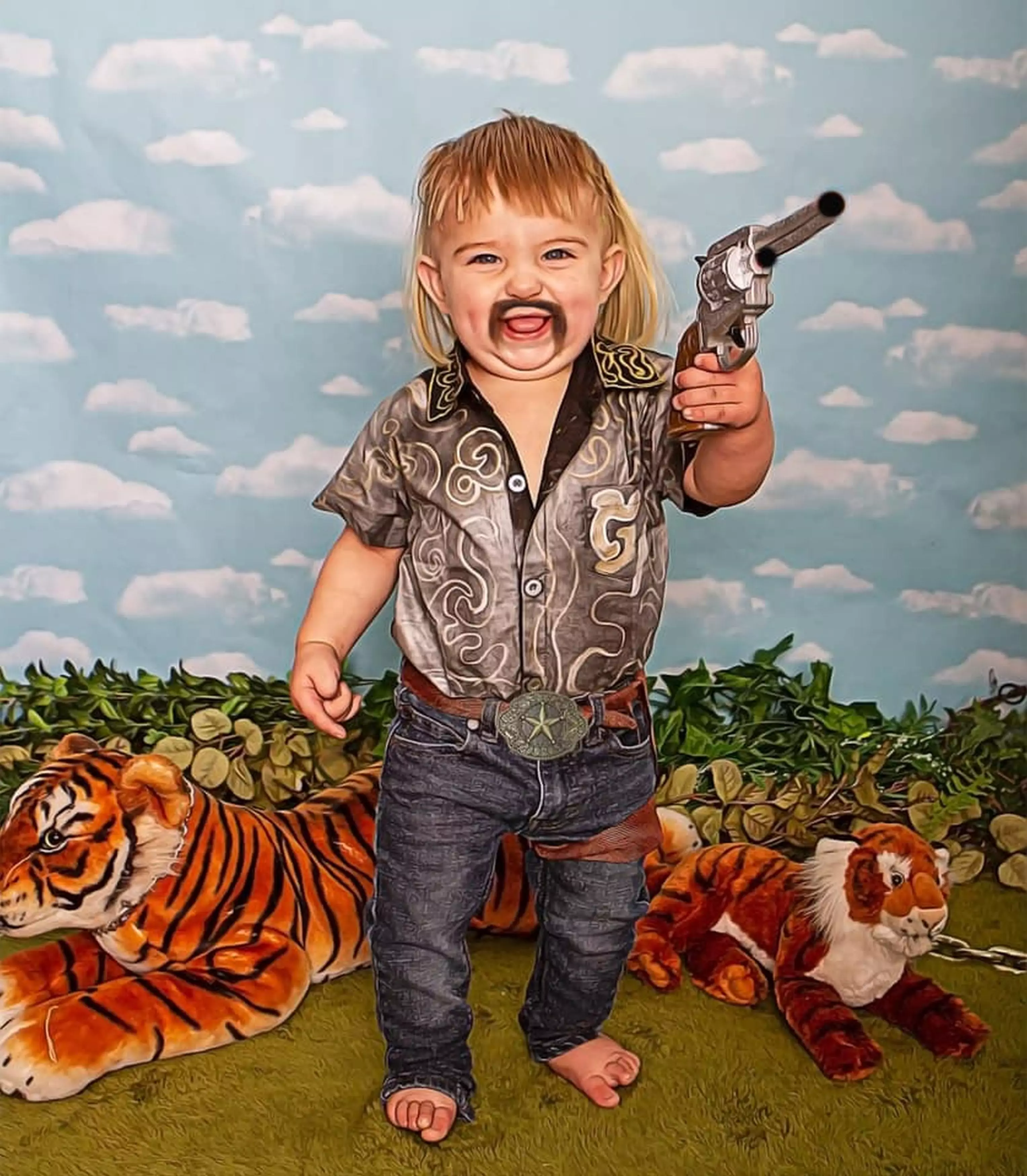 One-year-old Cavin dressed as Joe Exotic.
