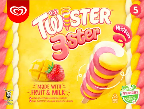 The strawberry, vanilla and mango lollies launched in March (