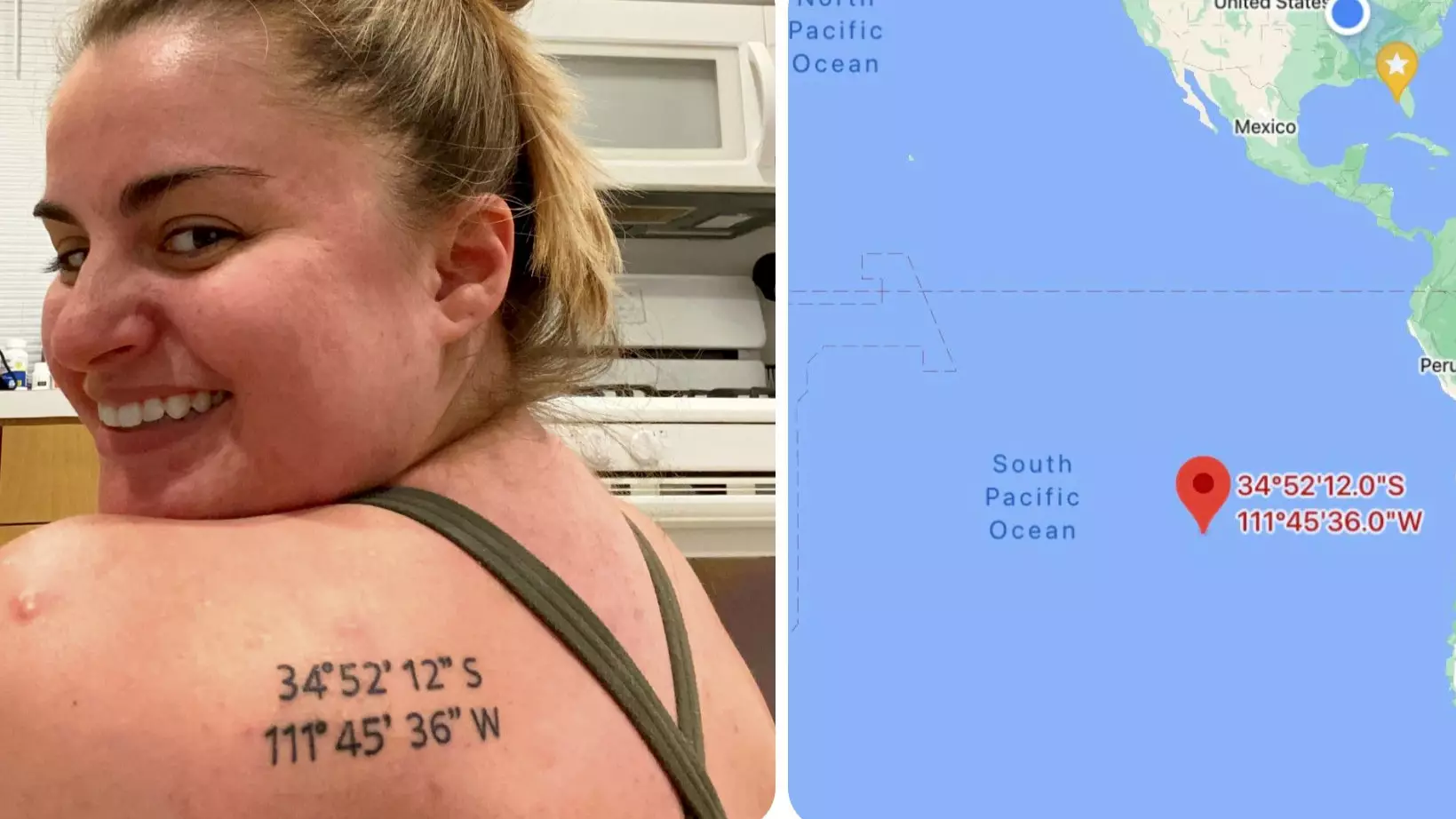 Woman Who Got Tattoo To Remember Holiday Gets Coordinates To Different Location