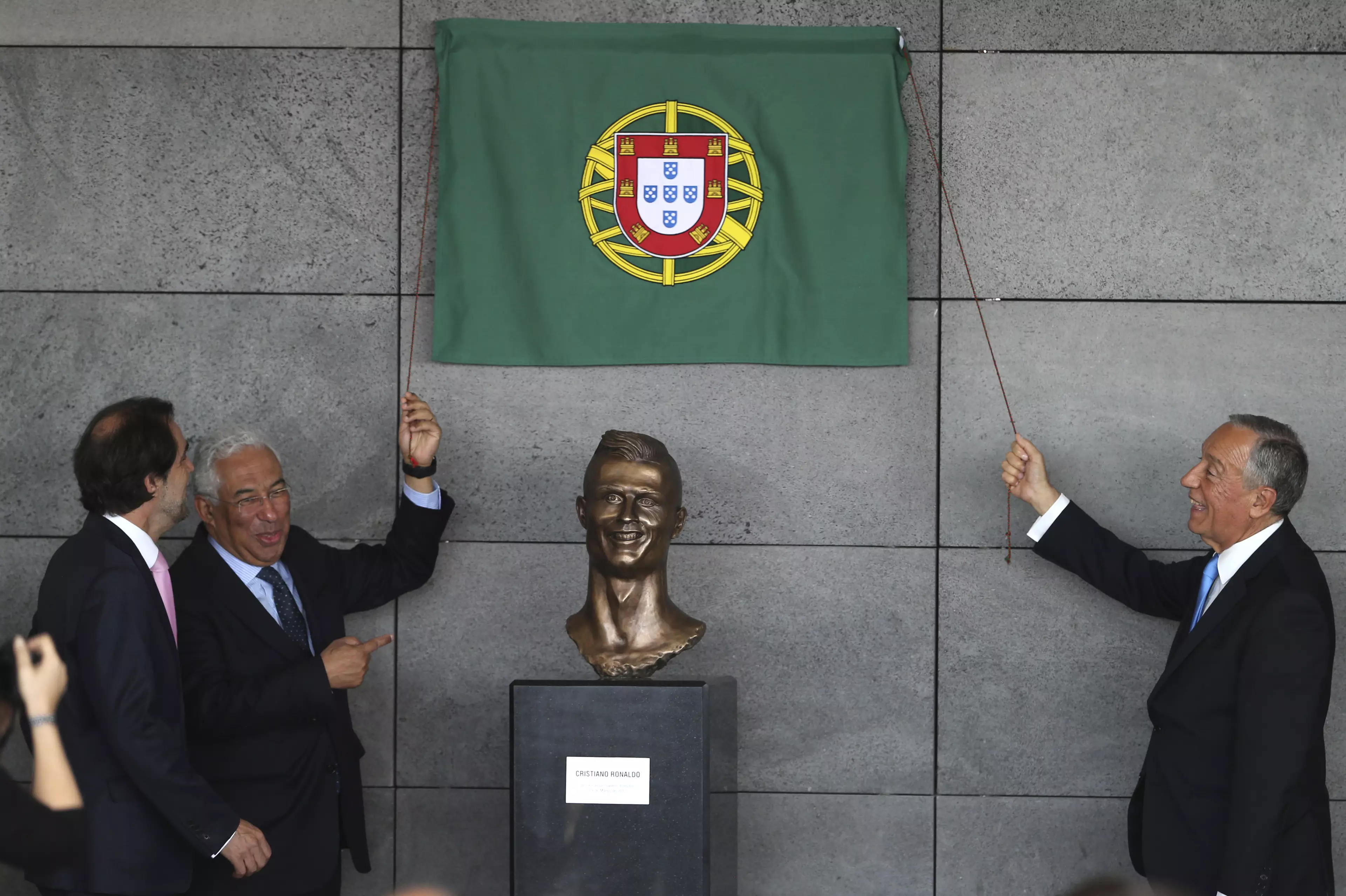 Cristiano Ronaldo's bust back in March started a trend of hilariously bad football statues. Image: PA