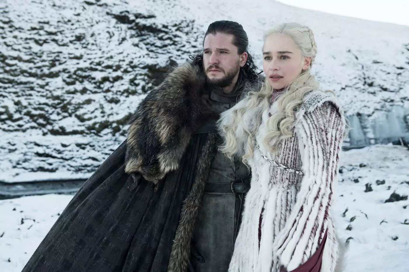 Jon Snow and Daenerys Targaryen in Game of Thrones.