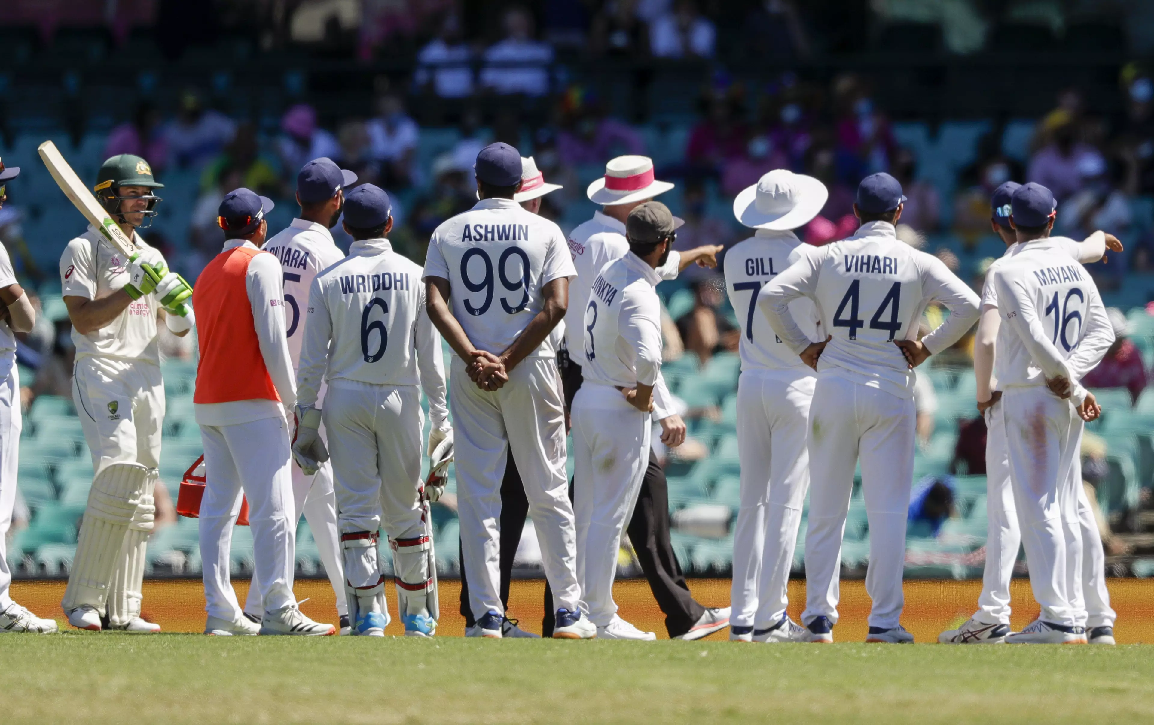 Play was halted when India's players notified the umpires of the incident.