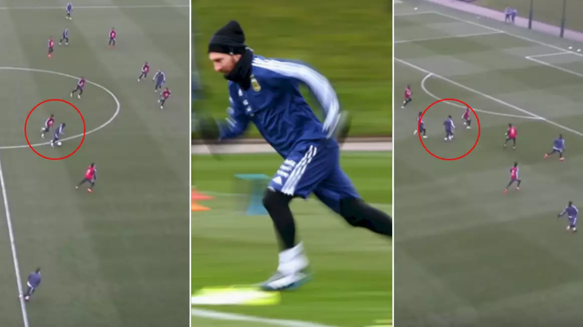 The G.O.A.T Lionel Messi Scores The Most Outrageous Goal In Argentina Training 