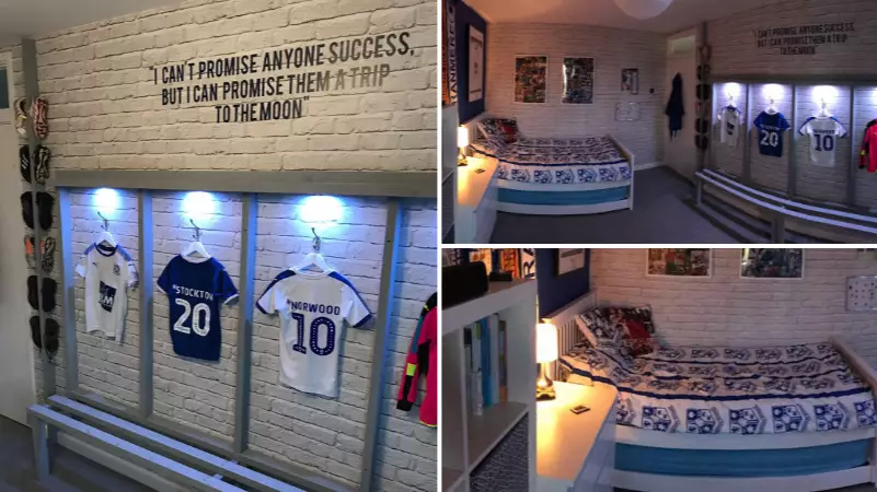Dad Builds His Son The Most Amazing Changing Room Bedroom Based On Team He Supports