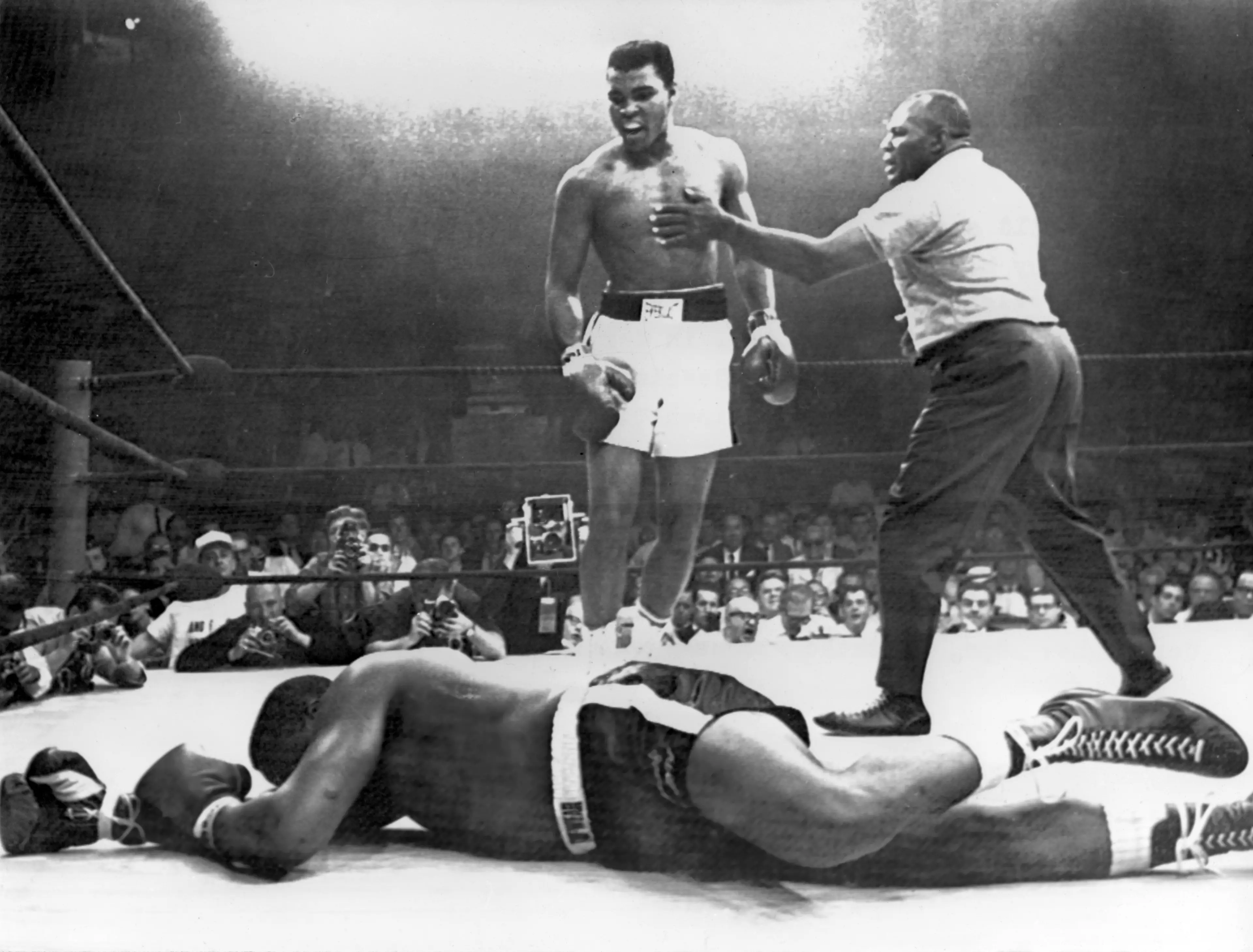 Ali knocks out Sonny Liston in 1965.