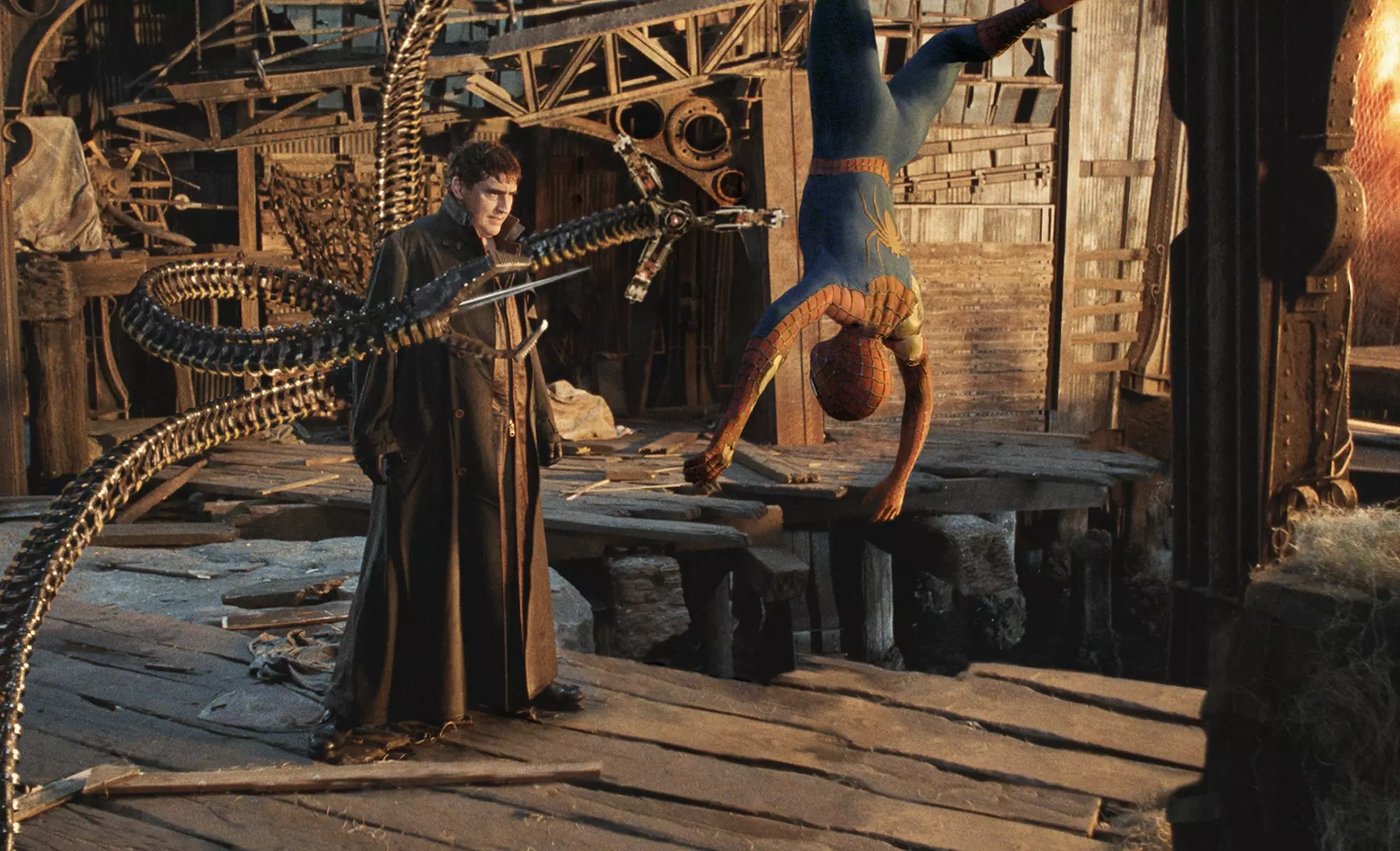Alfred Molina and Tobey Maguire as Doc Ock and Spider-Man in 'Spider-Man 2' /