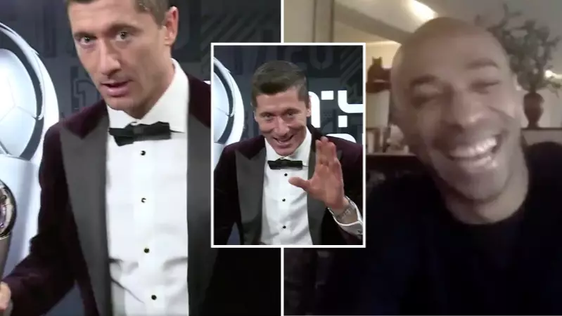 Robert Lewandowski Was Blown Away After Being Surprised By His Idol Thierry Henry At Awards Ceremony