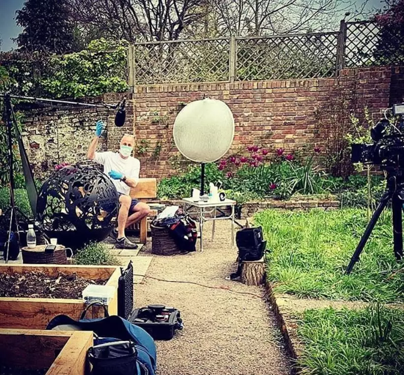 Tom posted an image of the story being filmed in his garden (