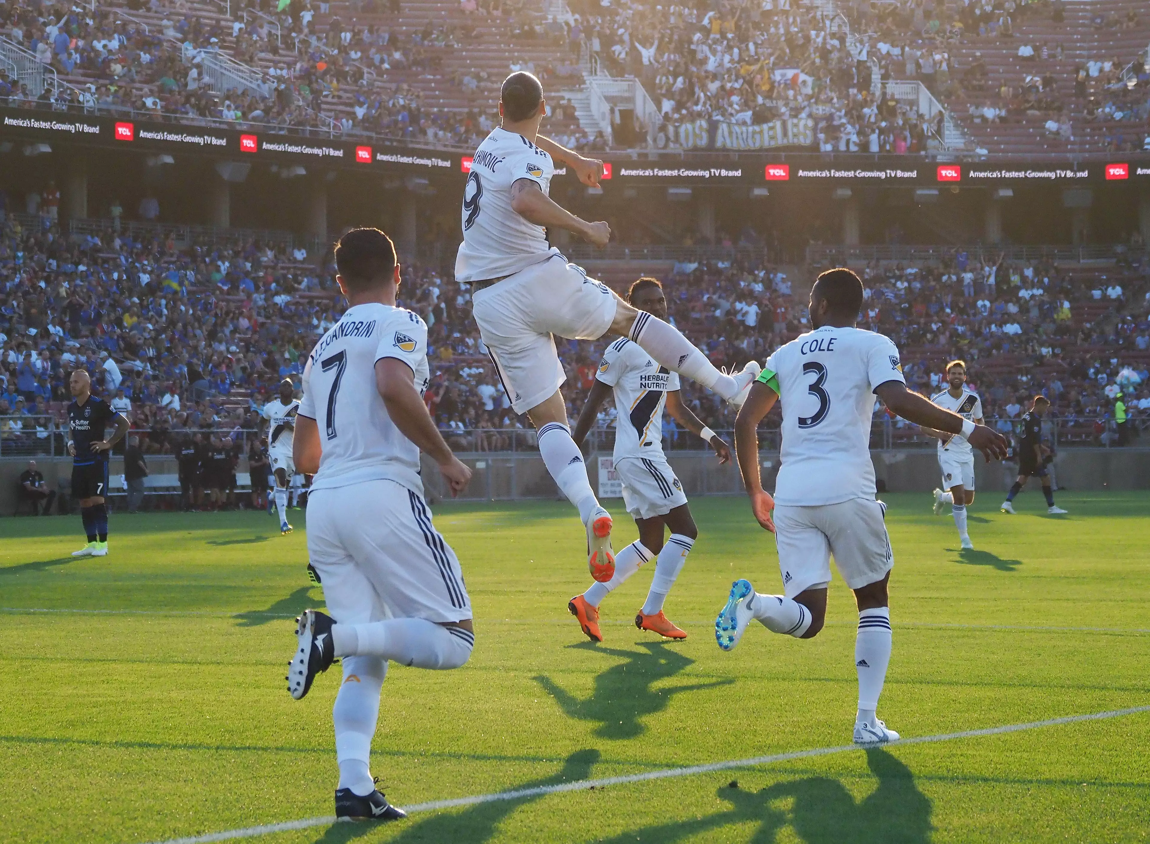 Ibrahimovic celebrates scoring a goal. Image: PA