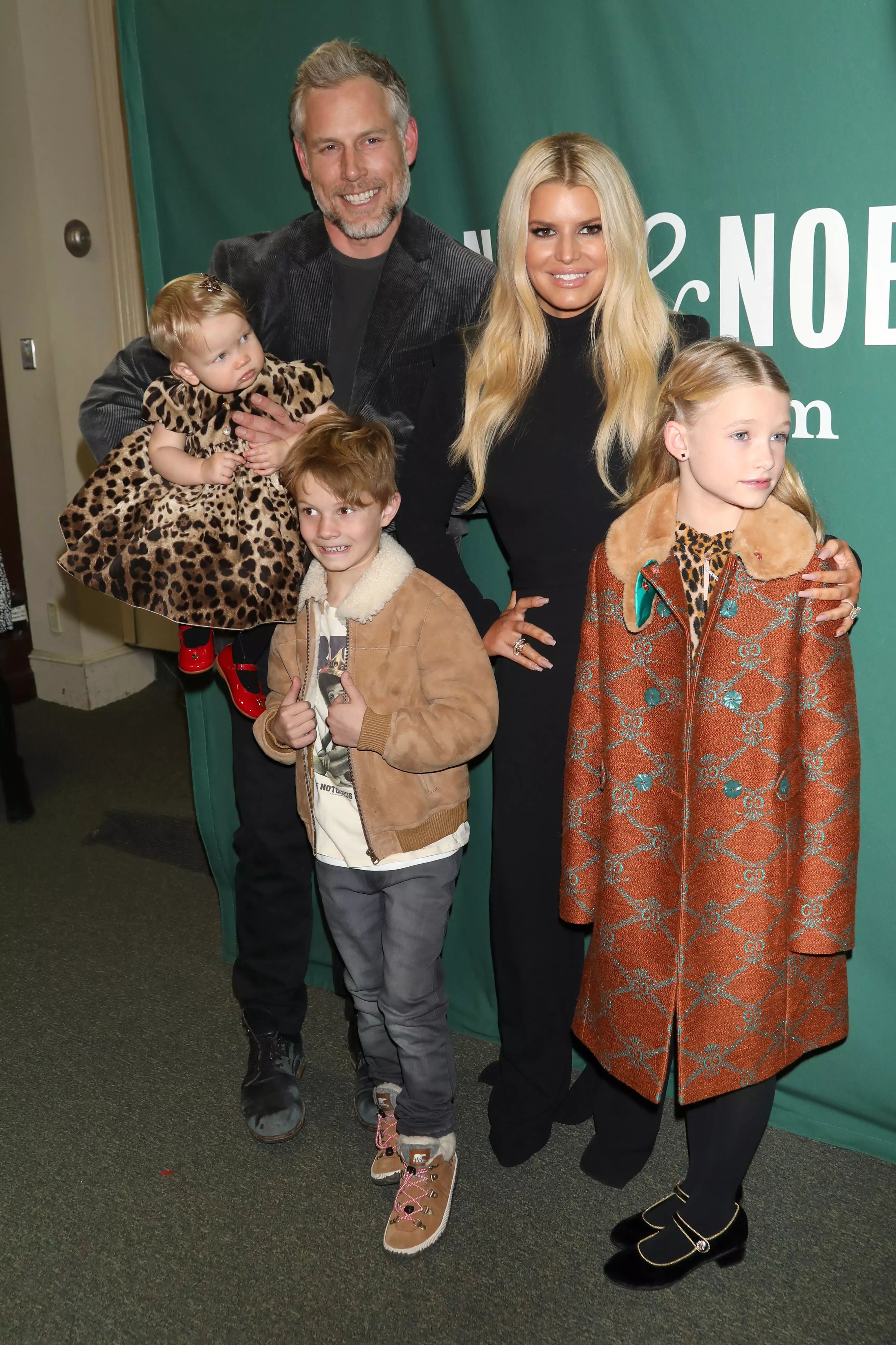 Jessica Simpson, Eric Johnson and their three kids at a book event for her memoir in 2020. (