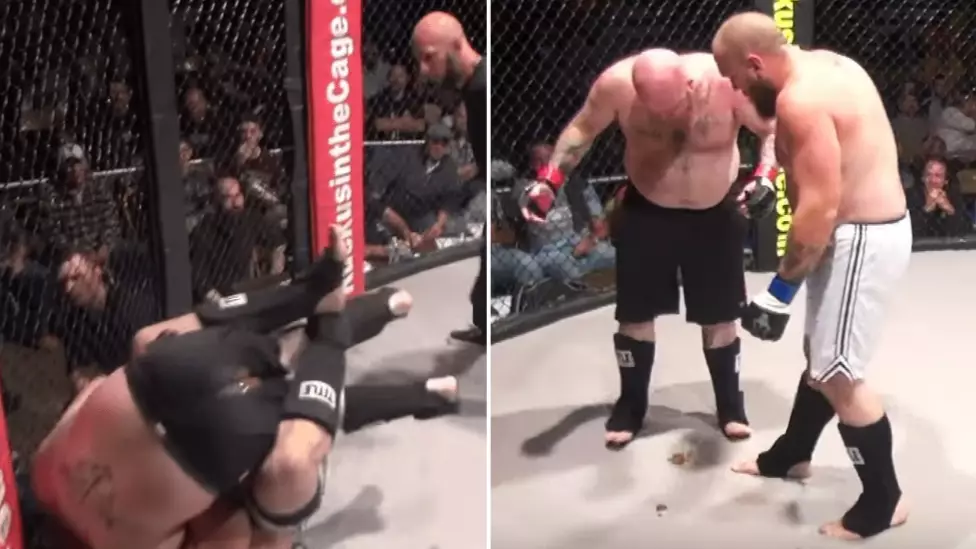MMA Fighter  S**ts In The Cage After Suffering Submission Loss