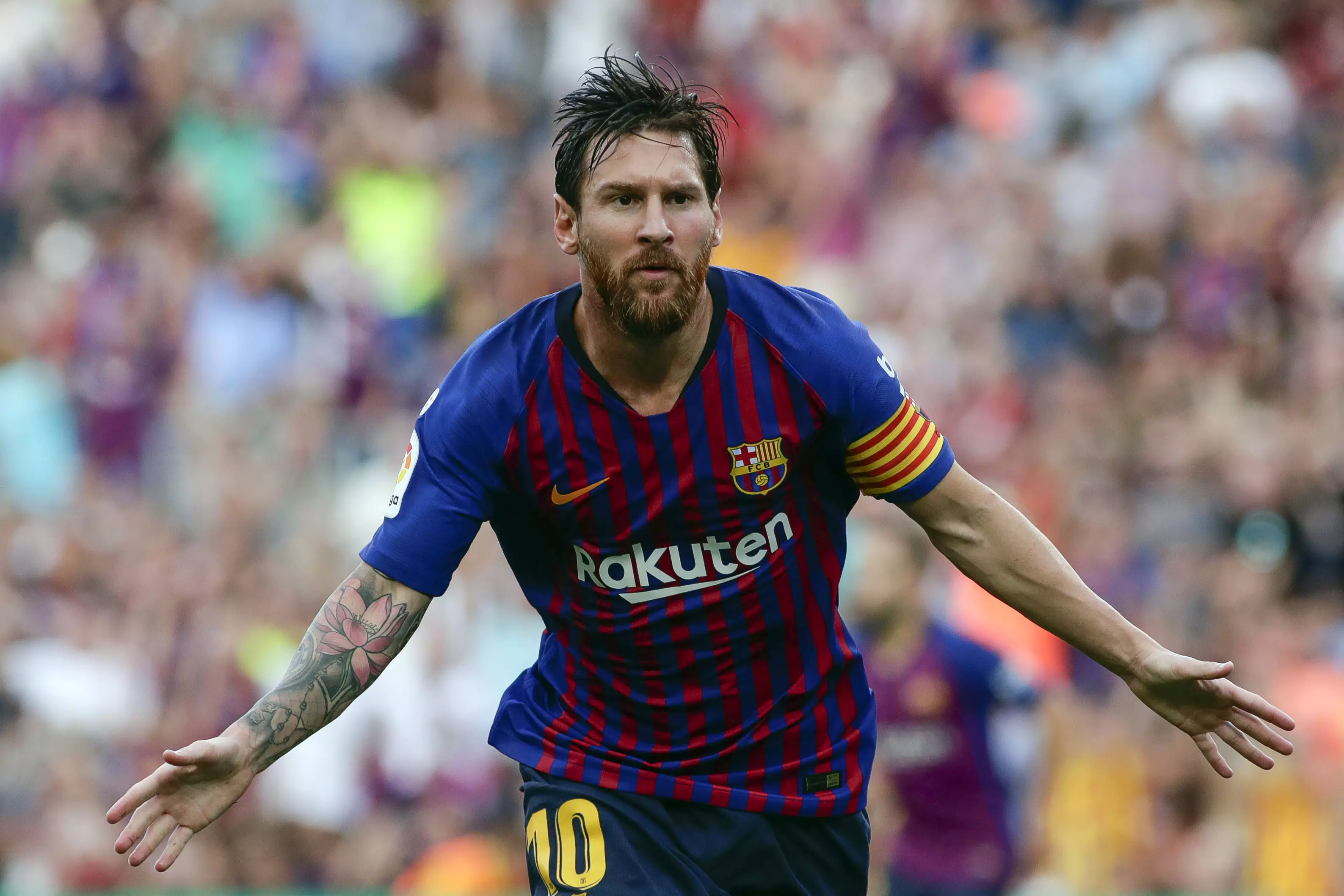 Messi scored a brace against Huesca. Image: PA Images
