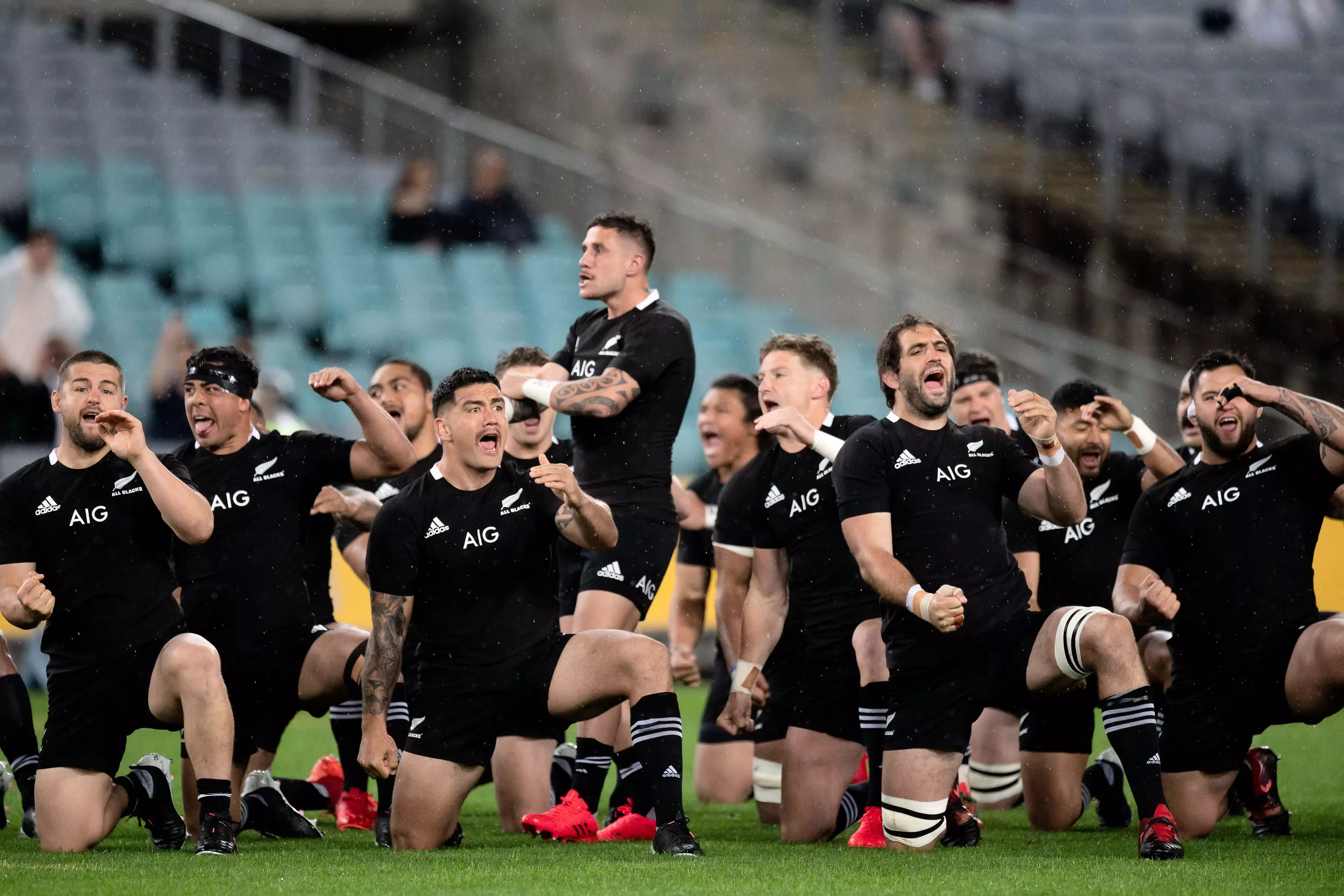 The All Blacks also performed the haka.