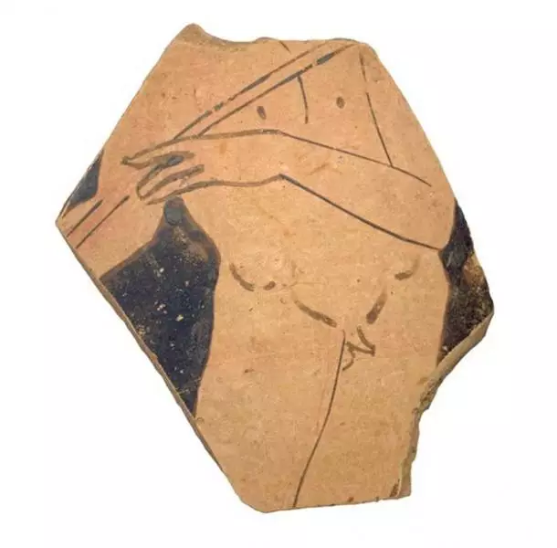 A piece of a Greek vase that was also discovered.
