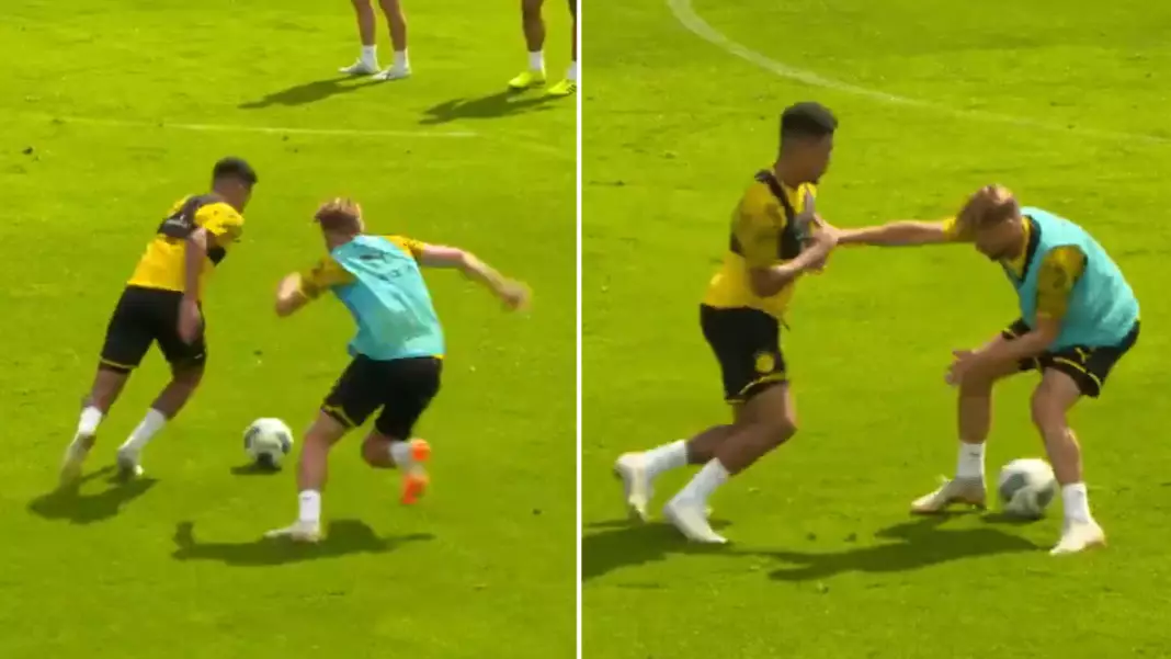 Jadon Sancho Absolutely Ruins His Teammate Then Nutmegs Another During Borussia Dortmund Training Drill 