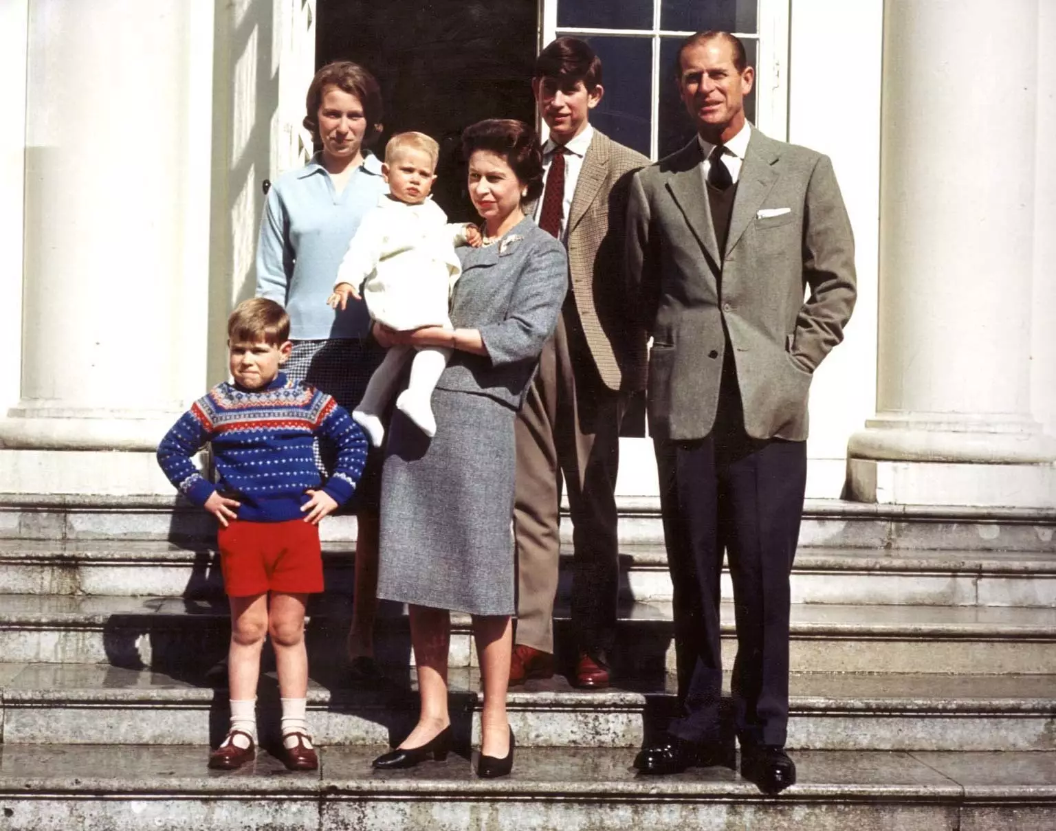 The Queen (centre) with her family Prince Andrew, Princess Anne, Prince Edward, the Prince of Wales and the Duke of Edinburgh on the Queen's 39th birthday (