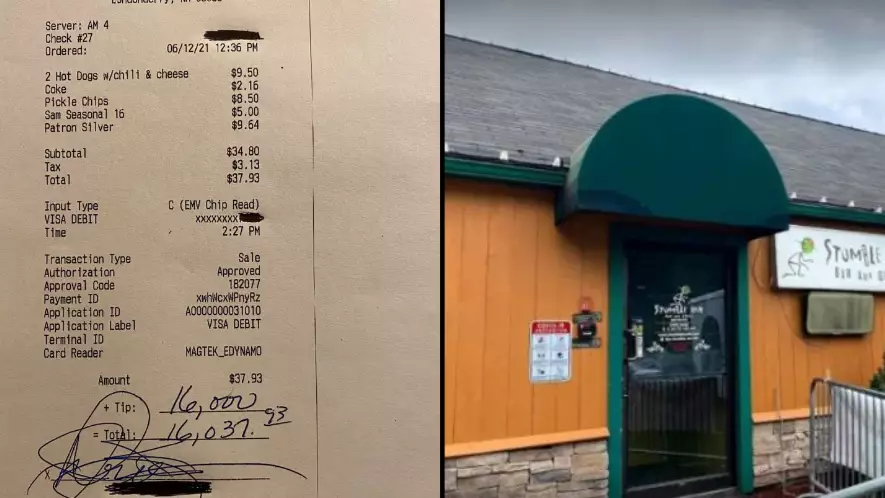 People Leaving Restaurant Bad Reviews After Bartender's $16,000 Tip Gets Split Between Staff