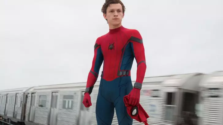 Tom Holland as Spider-Man.