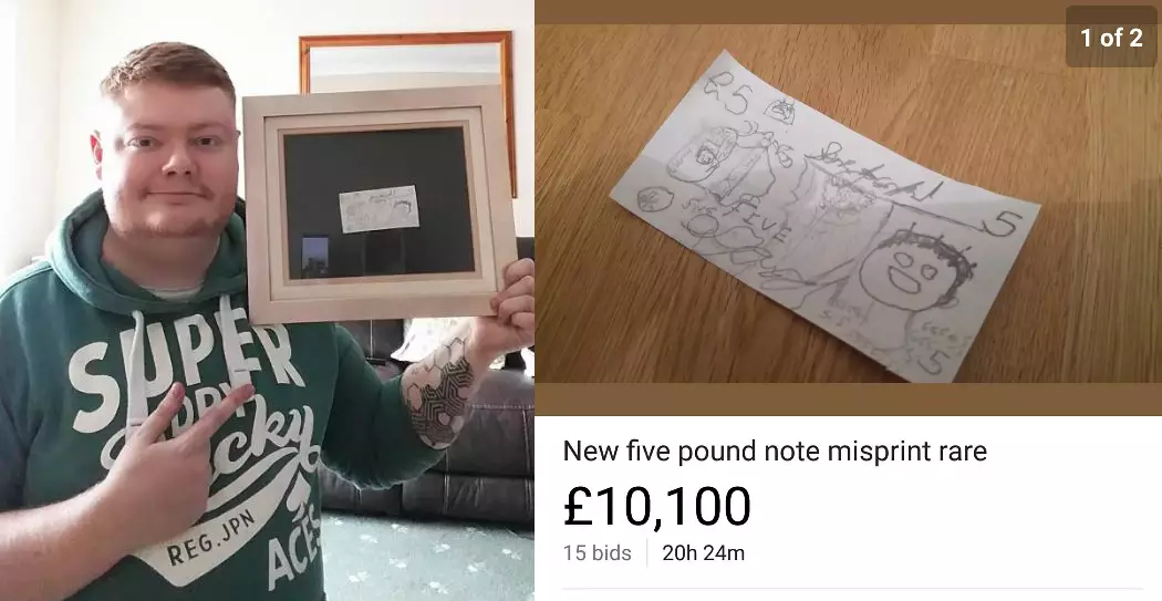 Hand Drawn Fiver Receives Bids Of Over £10,000 In Online Auction